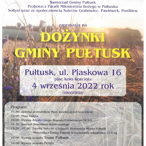 Zaproszenie na Dożynki Gminy Pułtusk