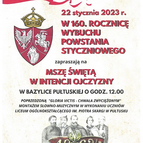 Zaproszenie do udziału w obchodach z okazji 160 Rocznicy Wybuchu Powstania Styczniowego.
